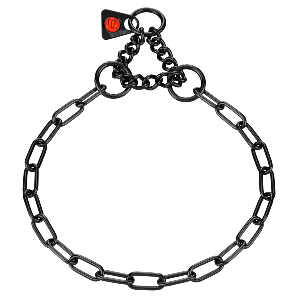 Herm Sprenger honden halsketting zwart 2,0 mm met stop