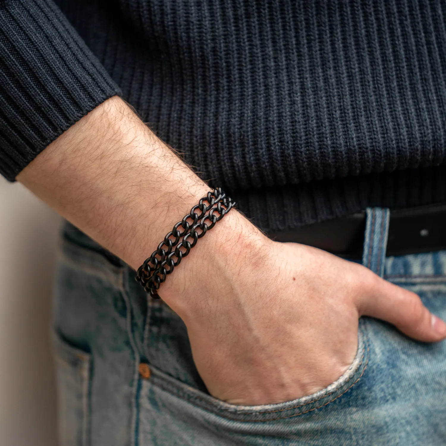 HS Sprenger &ME Armband 2-rijig zwart edelstaal