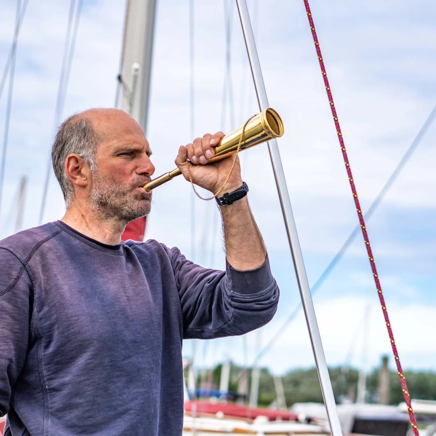 HS Sprenger signaalhoorn gebogen messing luid signaal