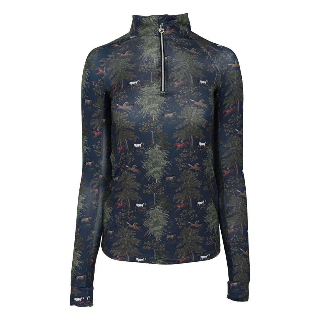 Dapplebay Autumn Toile rijshirt Navy 1/4 rits XXS