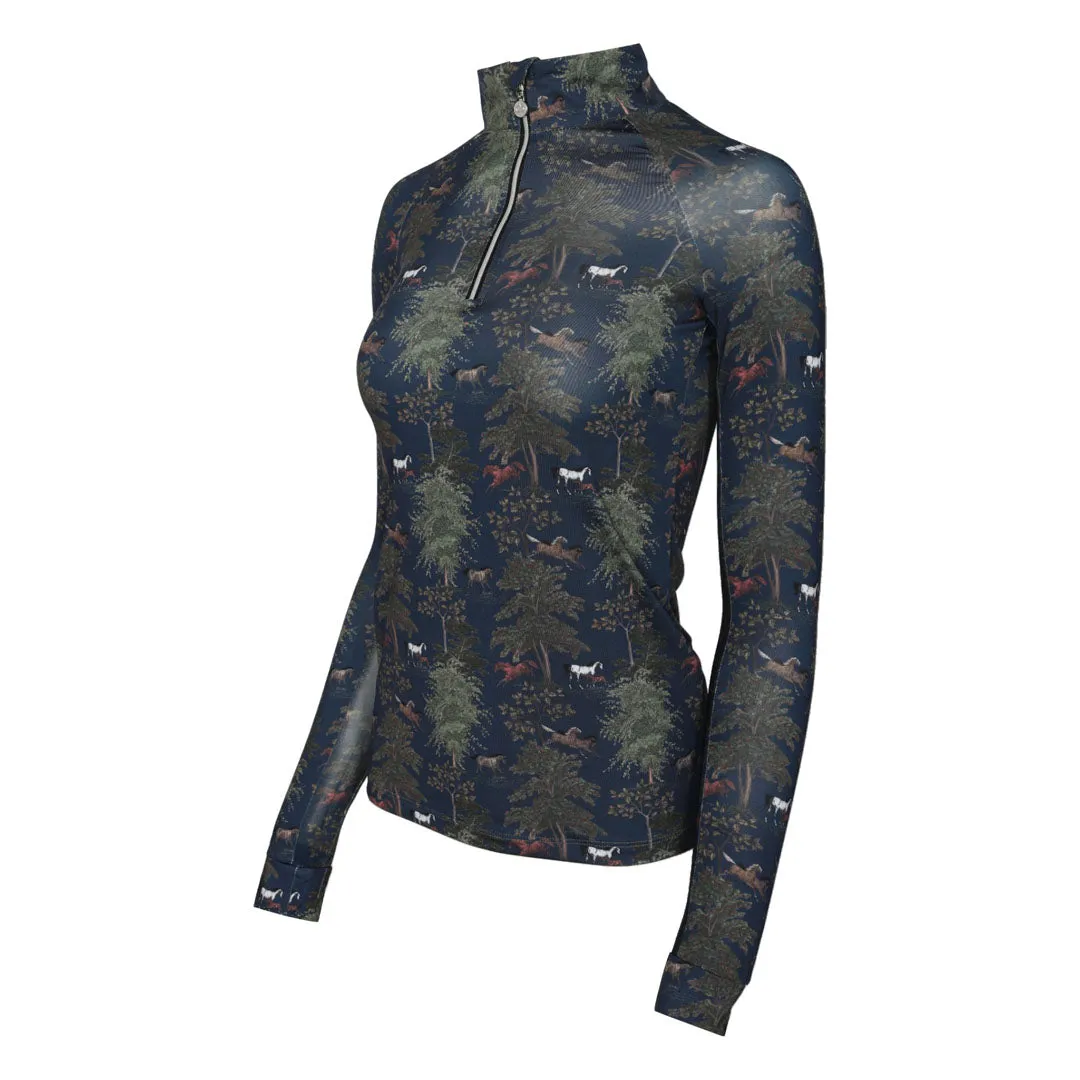 Dapplebay Autumn Toile rijshirt Navy 1/4 rits XXS