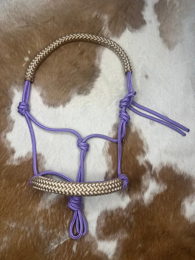 Mushabu Touwhalster Lavendel Beige Mini Met Neusband