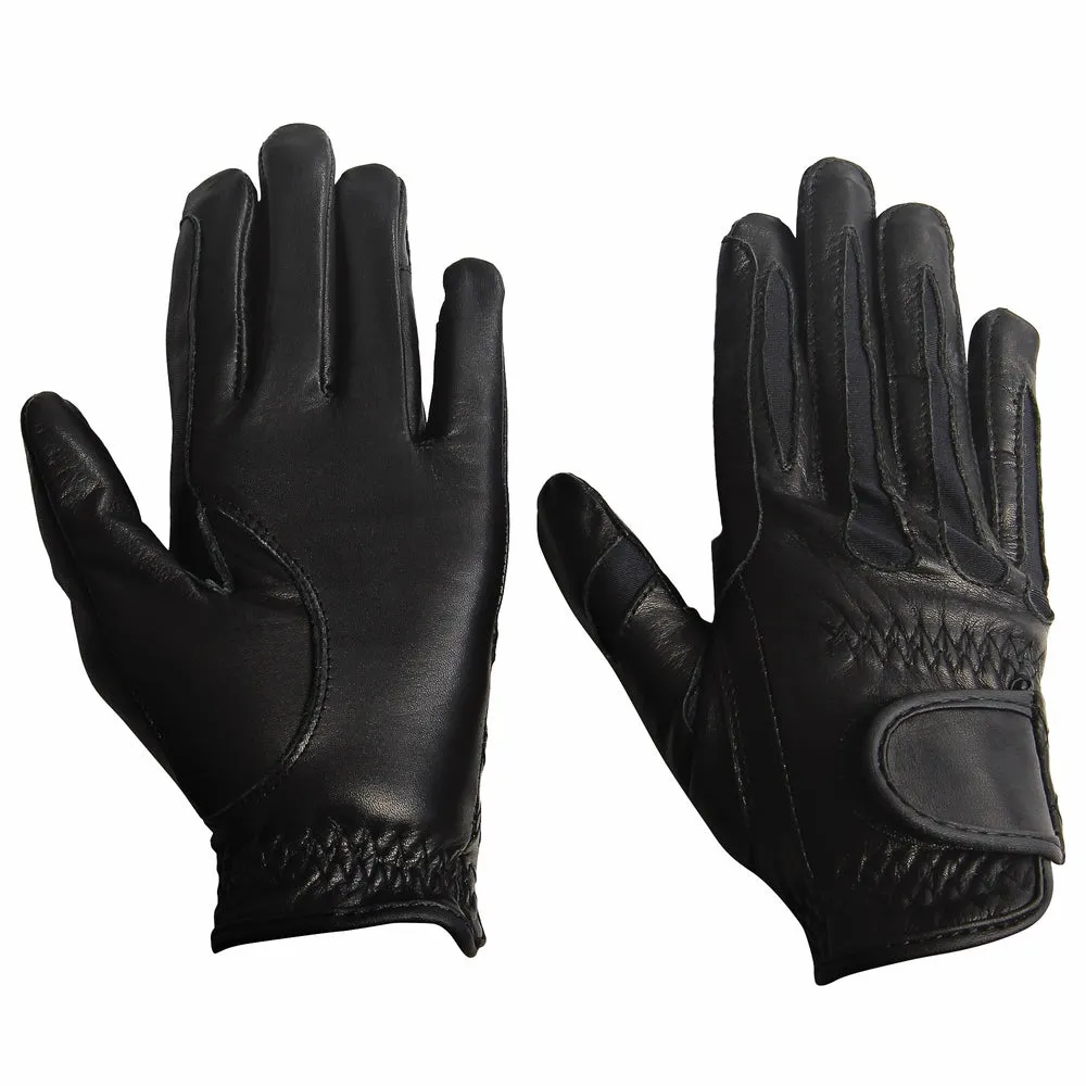 TuffRider Children's Stretch Leather rijhandschoenen zwart leer