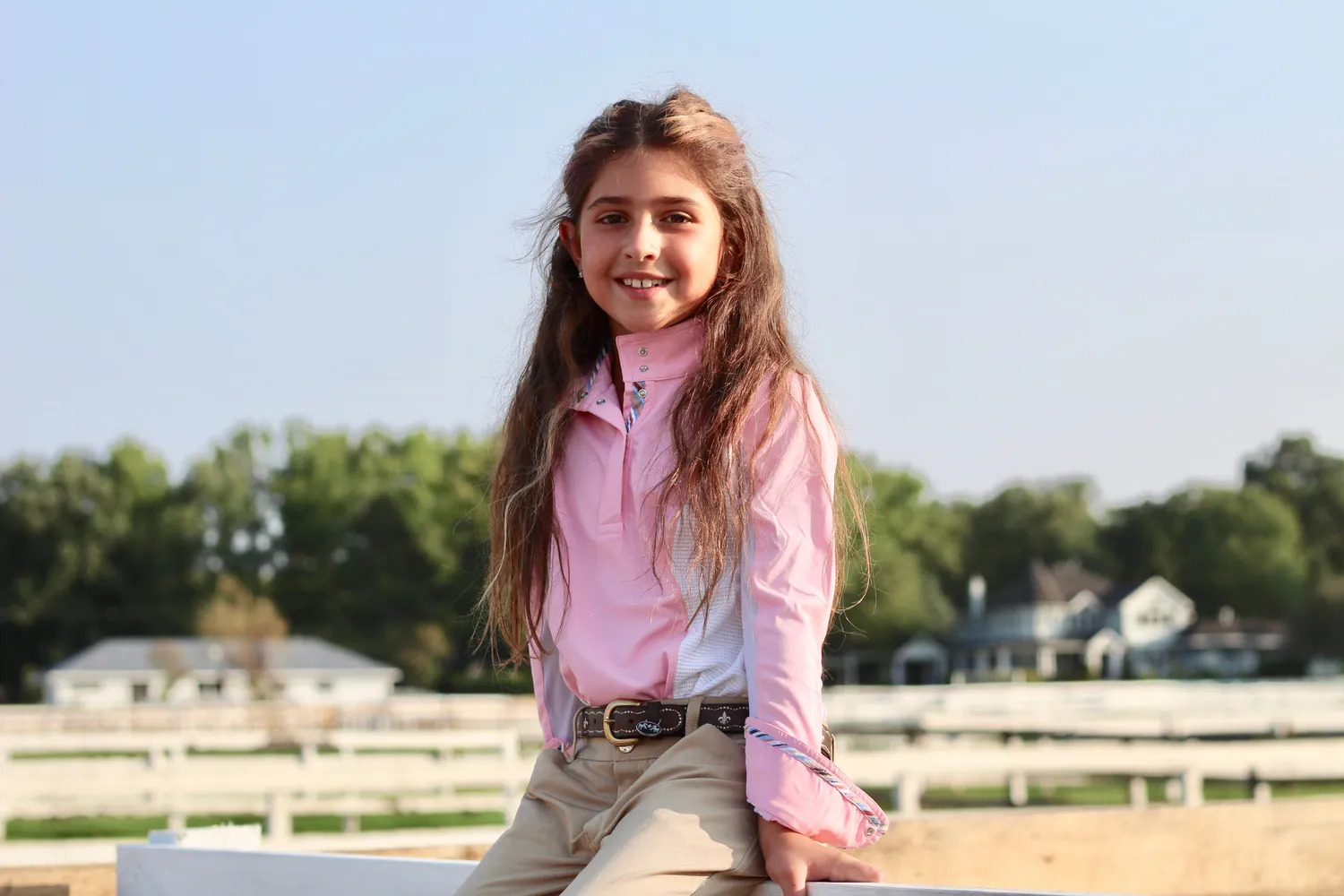 Equine Couture Cara kinder wedstrijdshirt roze stretch