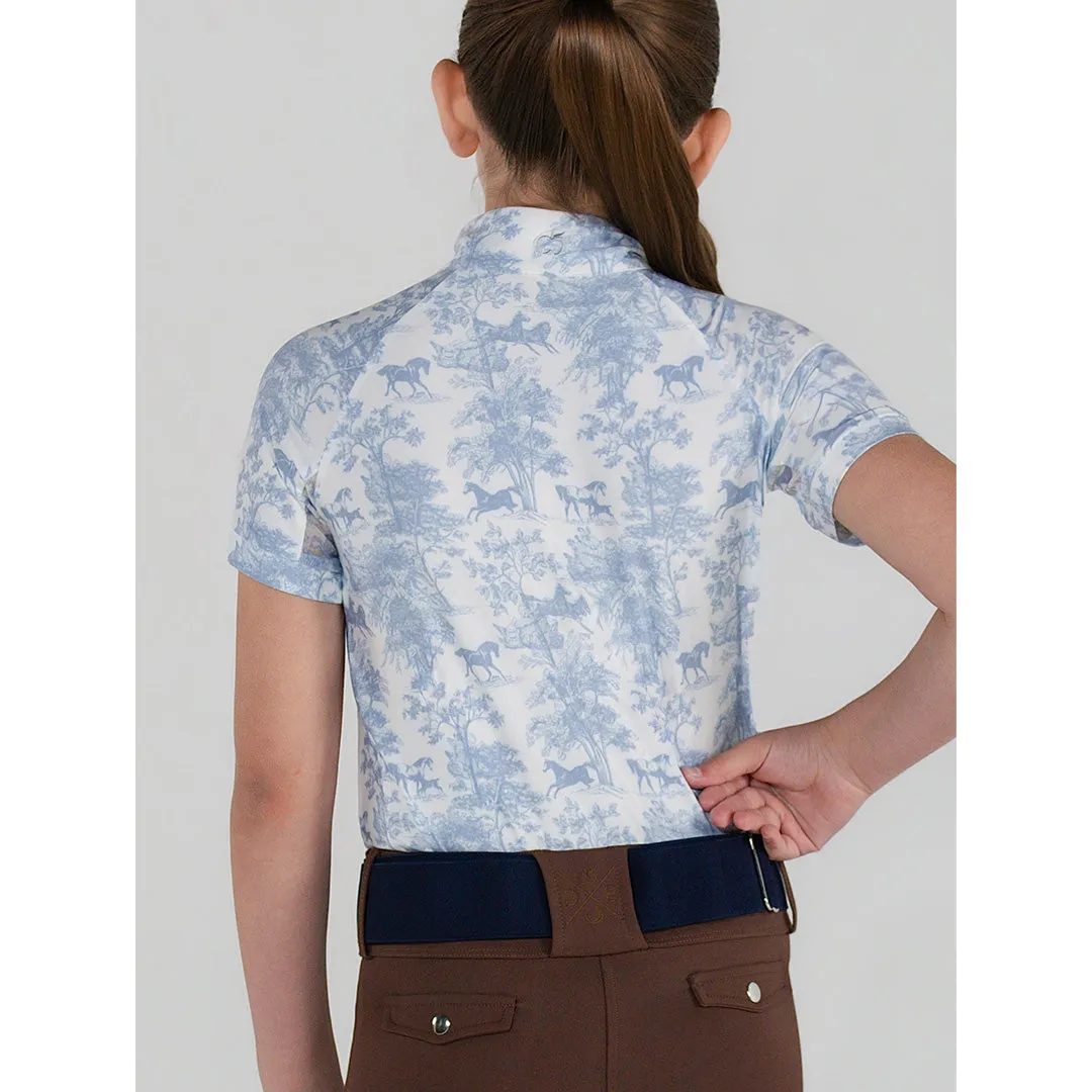 Dapplebay Equestrian Toile 1/4 zip kinder rijshirt moonrise
