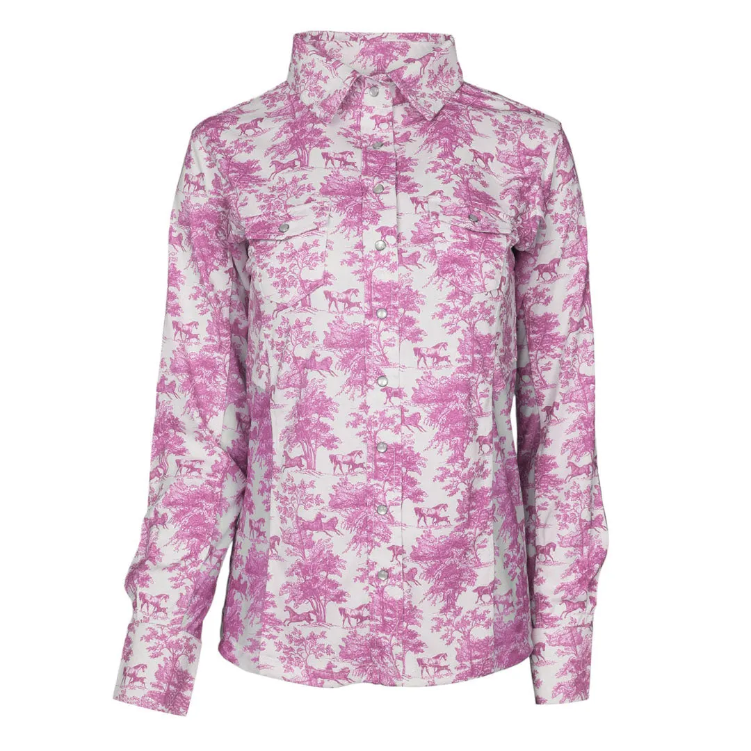 Dapplebay Equestrian Toile western overhemd Rose White stretch