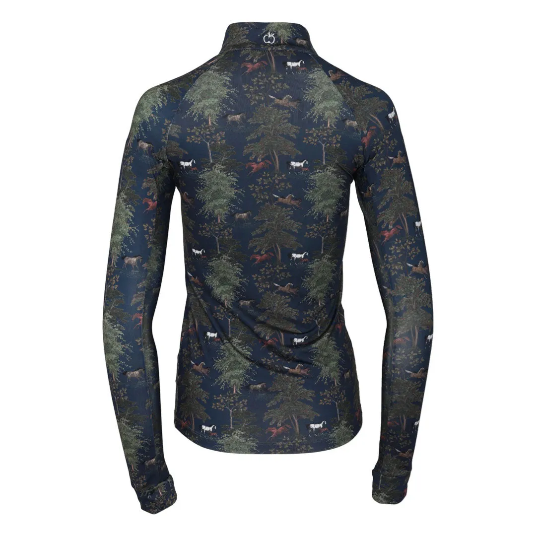 Dapplebay Autumn Toile rijshirt Navy 1/4 rits XXS