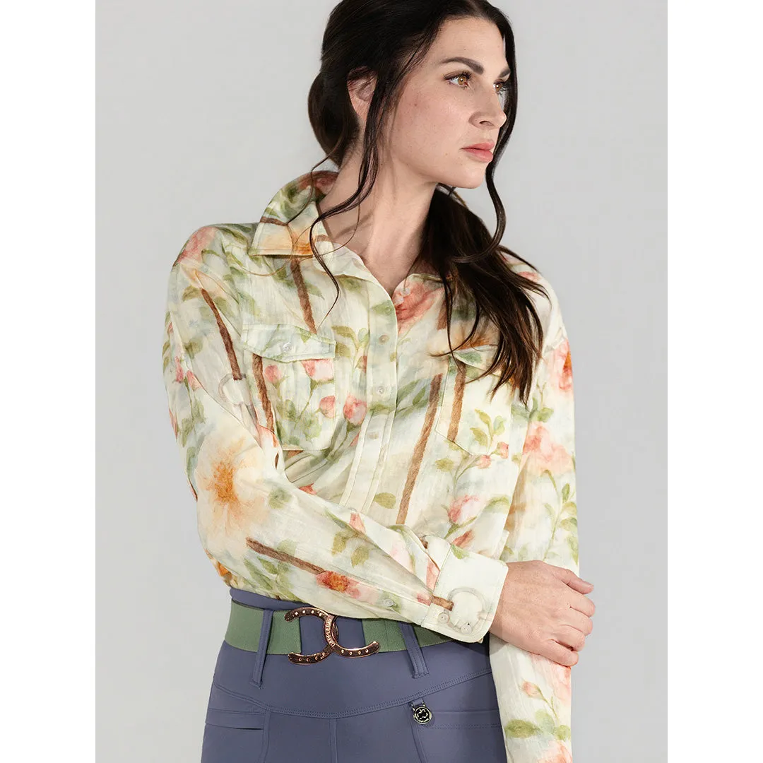 Dapplebay Breezy Button Up blouse tan vintage floral katoen