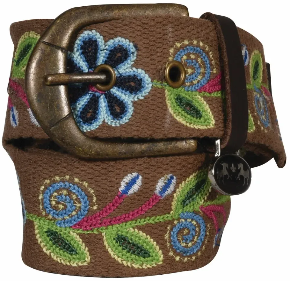 Equine Couture Lilly Katoenen Riem Bruin Bloemen