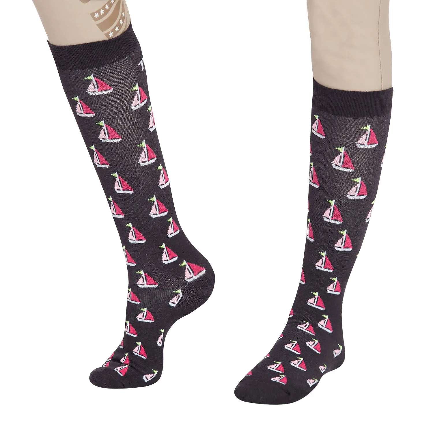 TuffRider kniekousen dames 3-pack bamboe print