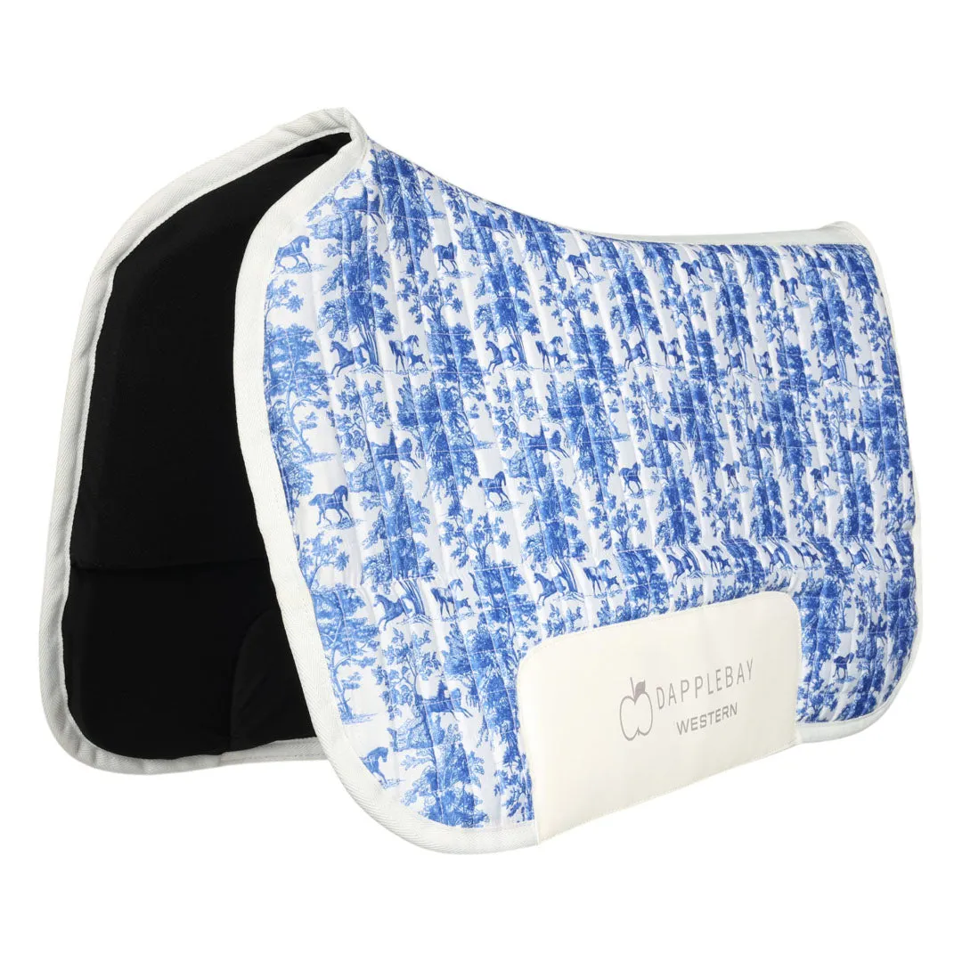 Dapplebay Equestrian Toile zadeldek western blauw-wit