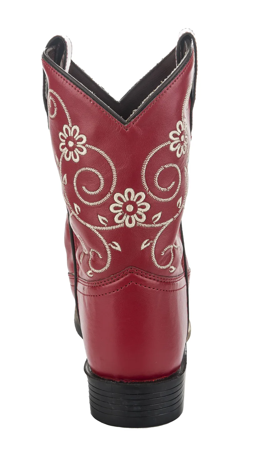 TuffRider Youth Fire Red Floral westernlaars rood bloemen