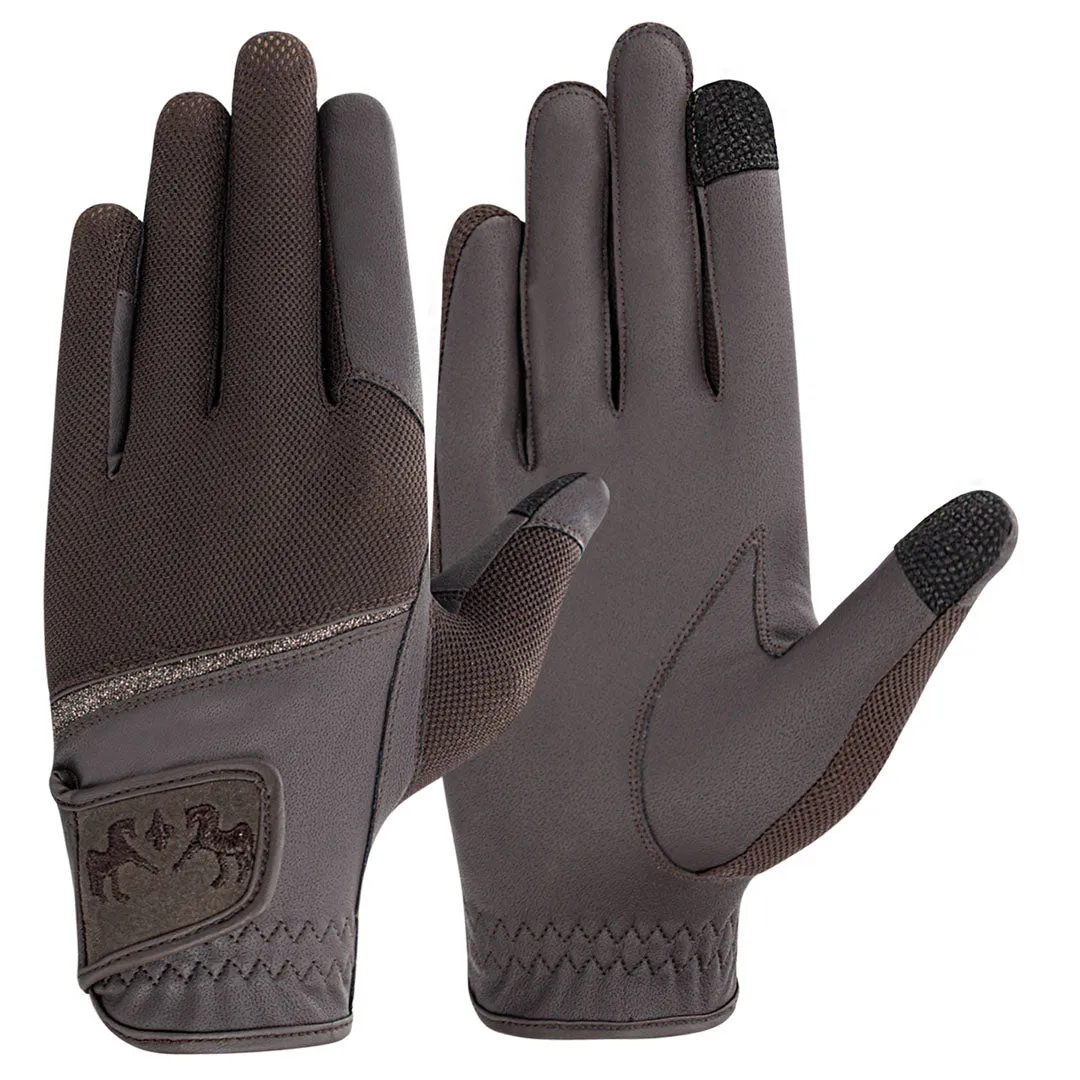 Equine Couture Aerocool Touch Screen rijhandschoenen zwart glitter