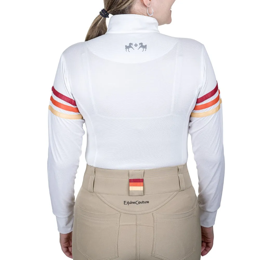 Equine Couture Gradient wedstrijdshirt wit-rood lange mouw