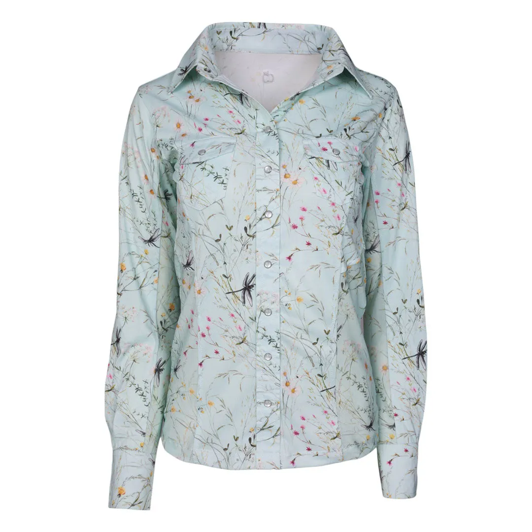 Dapplebay Dragonfly Meadow western rijshirt groen