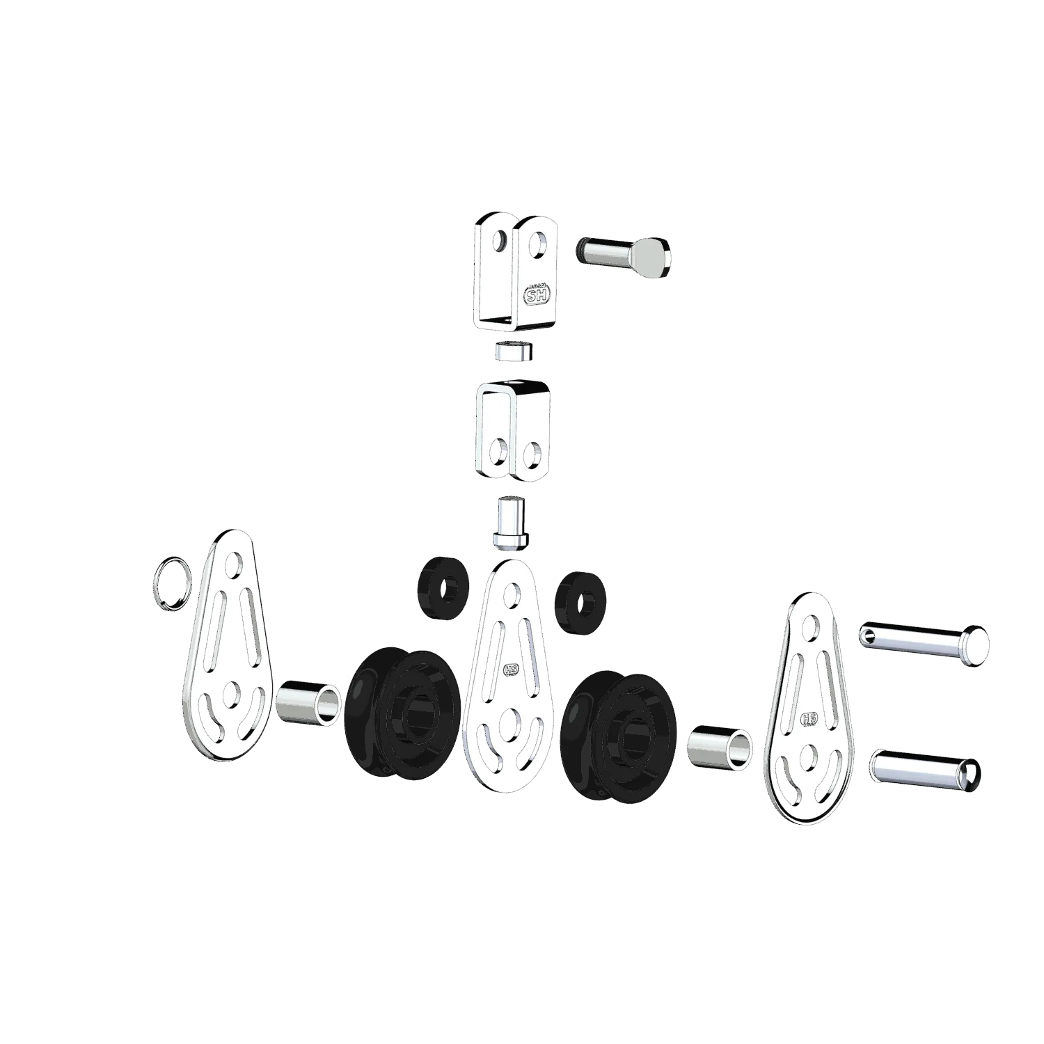 HS Sprenger glijlagerblok 6 mm dubbel met wartel