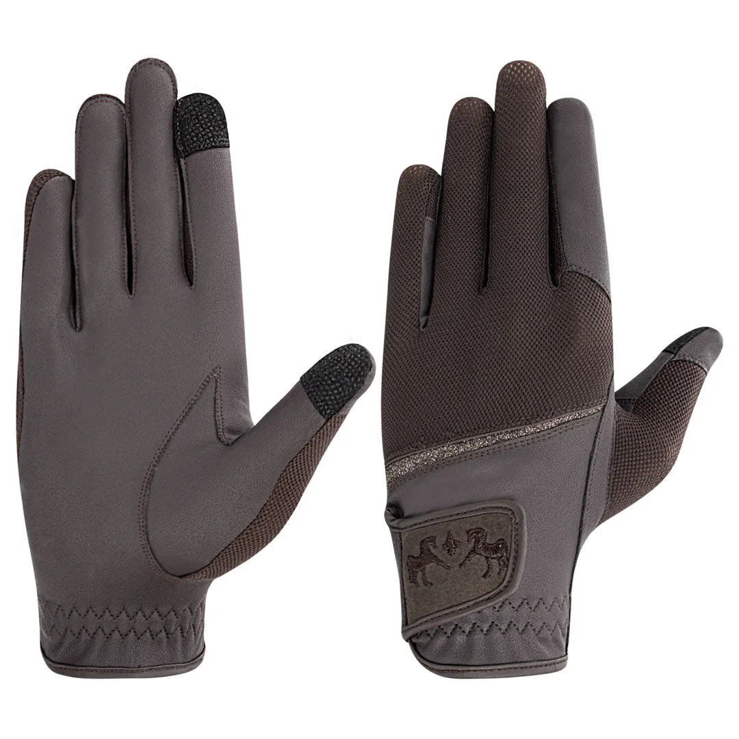 Equine Couture Aerocool Touch Screen rijhandschoenen zwart glitter