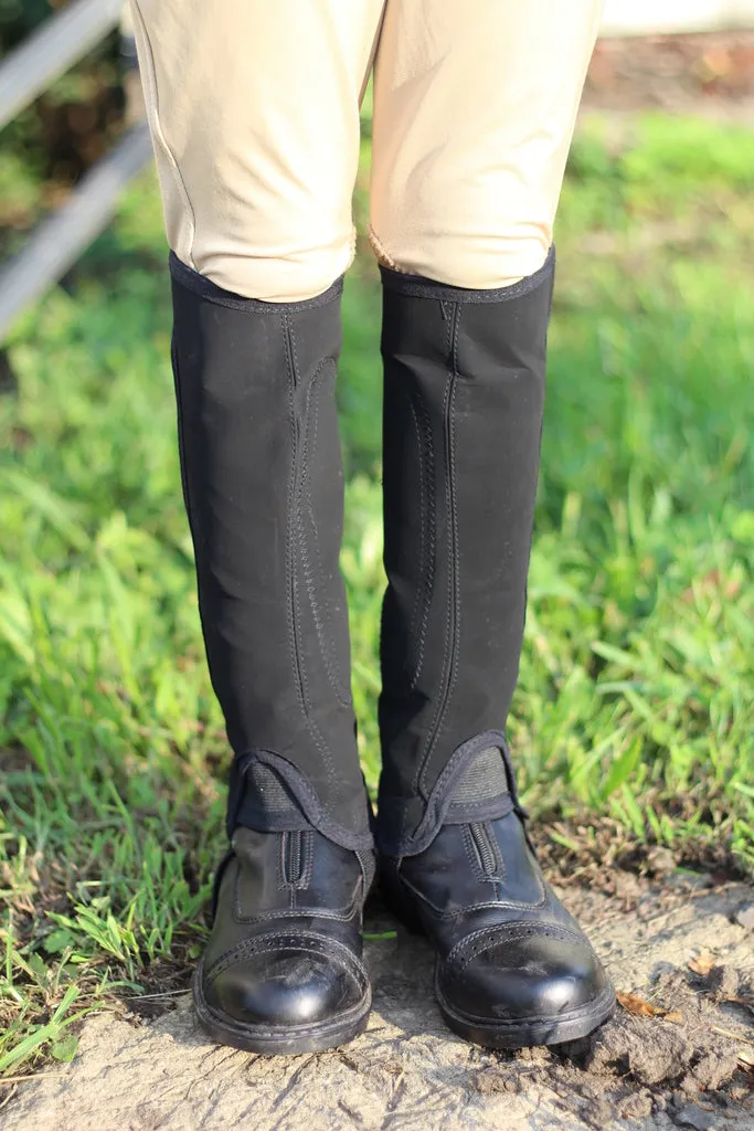 TuffRider kinder half chaps nubuck BLACK wasbaar