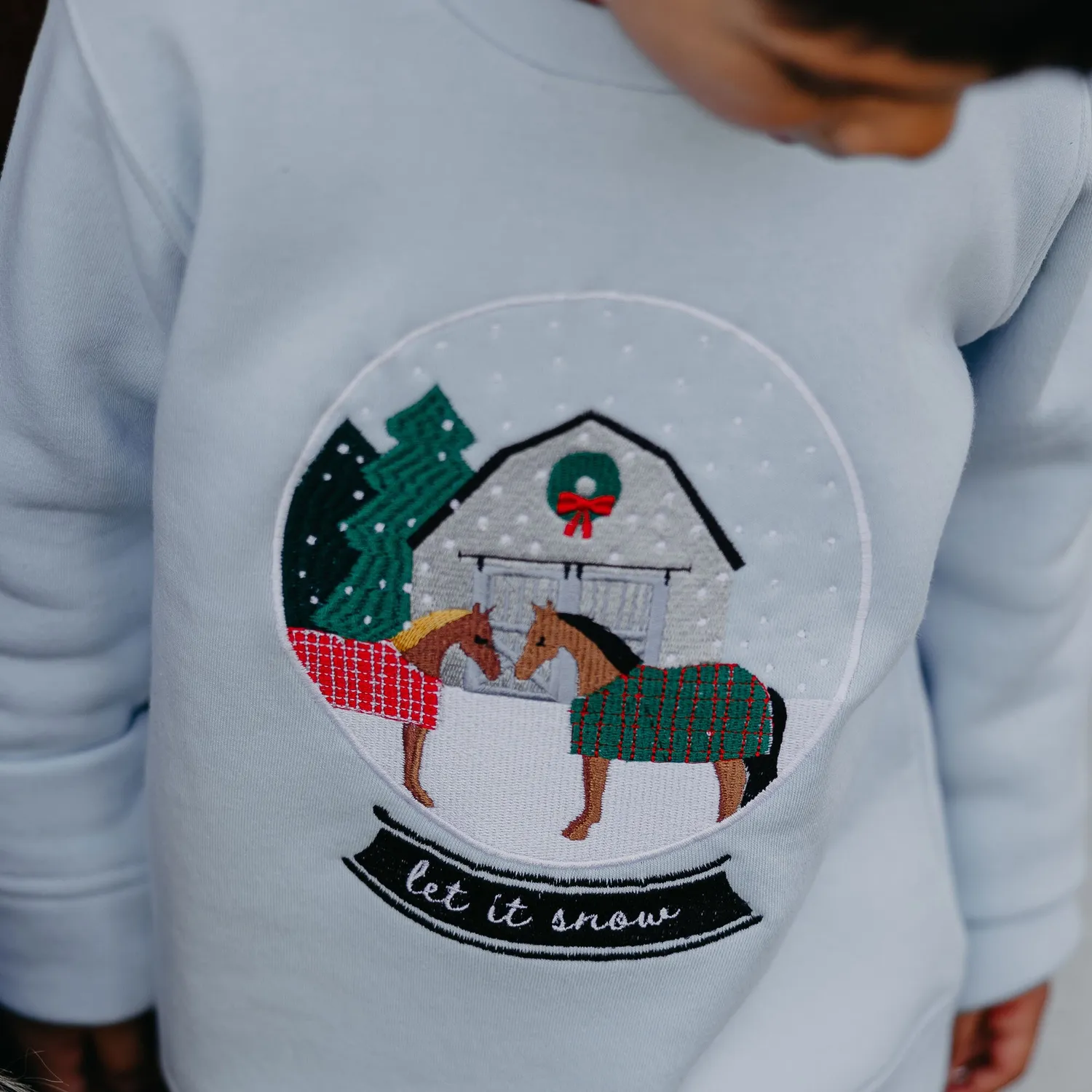 Dapplebay Let It Snow sweater Light Blue kinderen