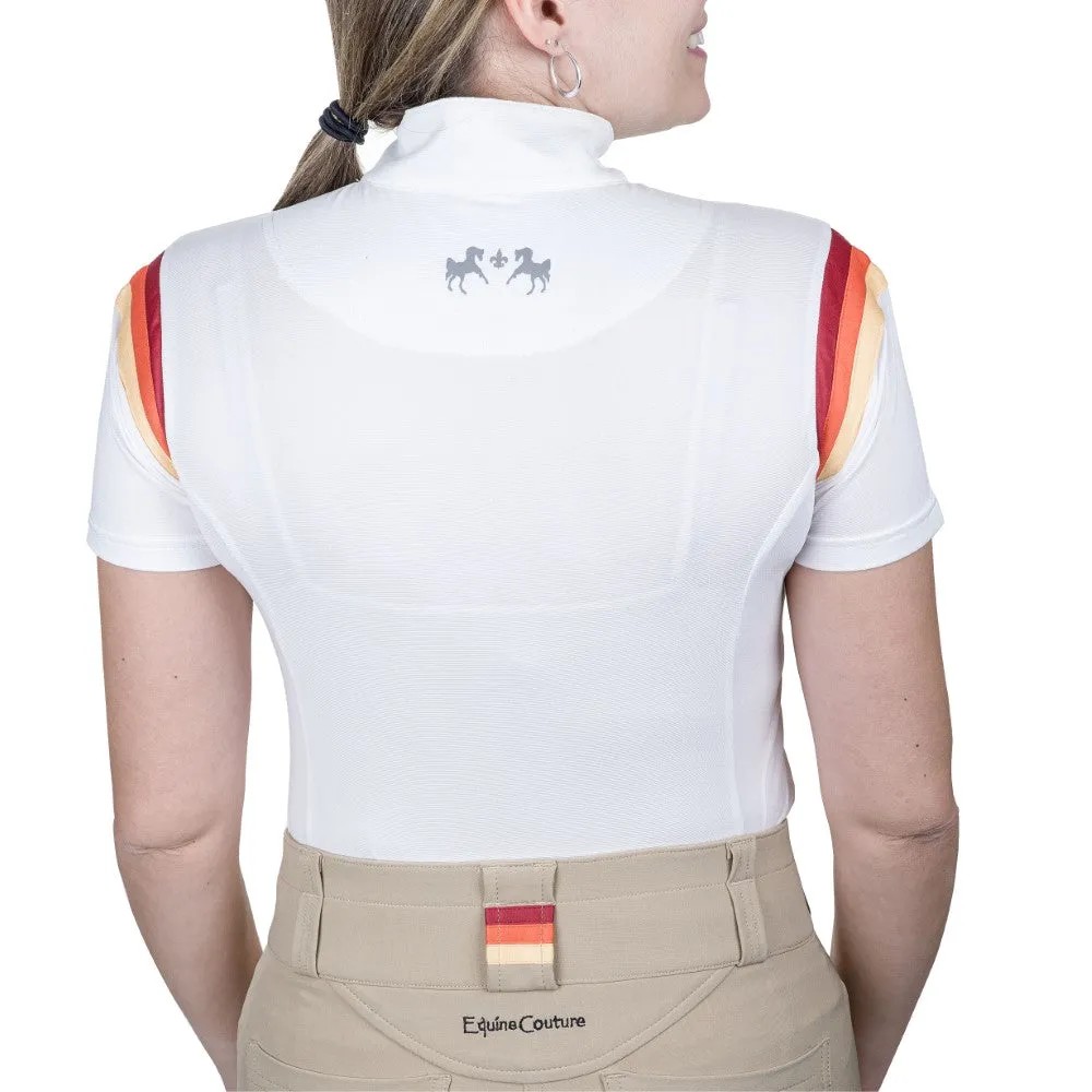 Equine Couture Gradient wedstrijdshirt wit-rood korte mouw