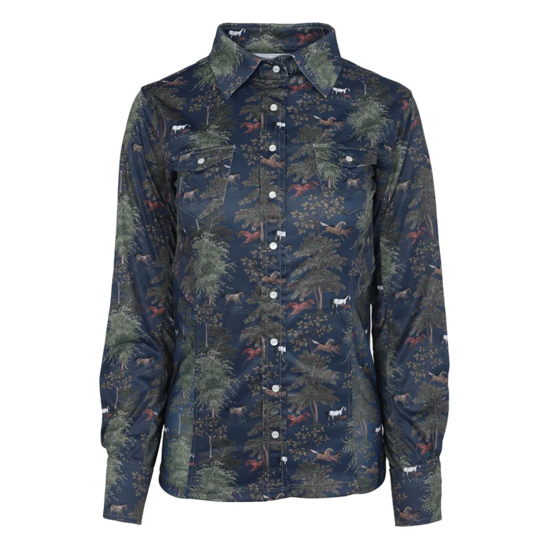 Dapplebay Autumn Toile westernshirt navy XS ademend