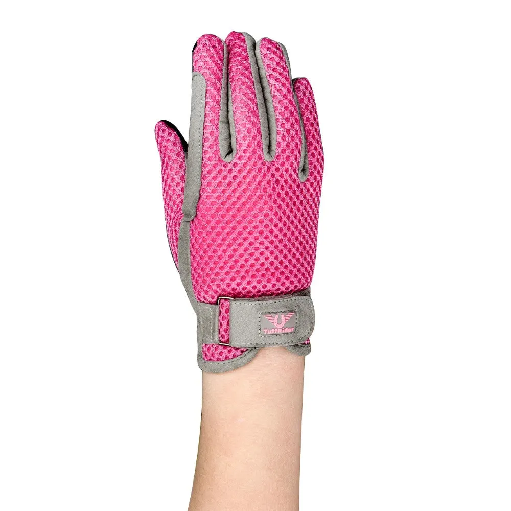 TuffRider Double Up Air Mesh chaps handschoen set lichtblauw