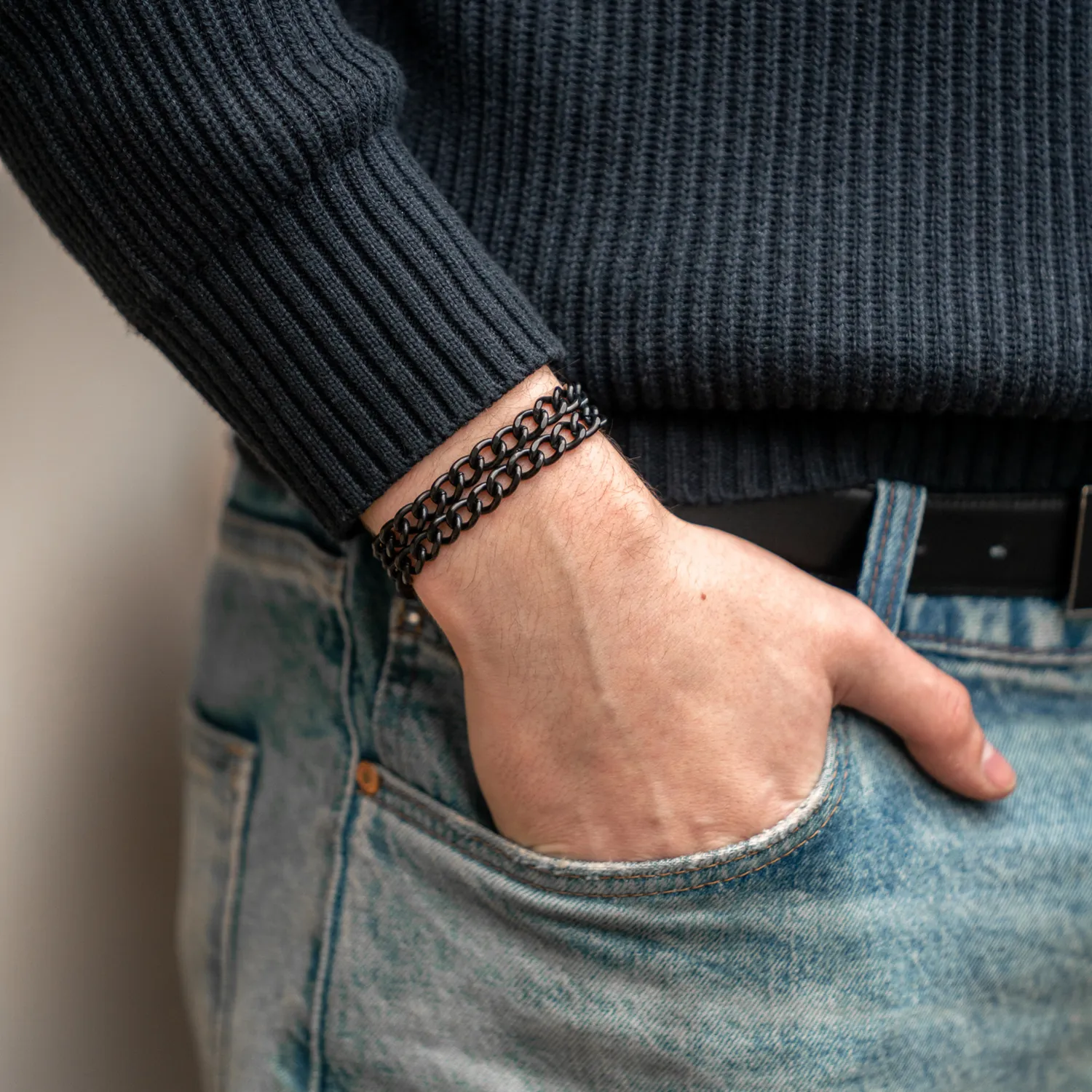 HS Sprenger &ME Armband 2-rijig zwart edelstaal