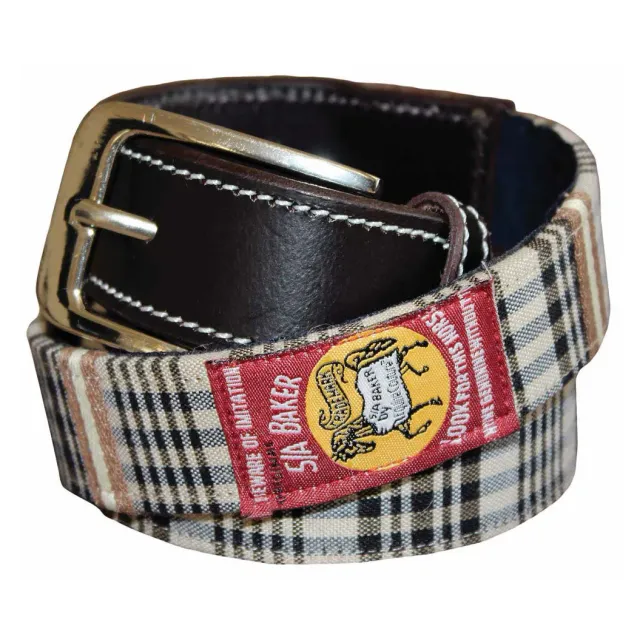 Baker Classic Plaid leren riem bruin S ruit