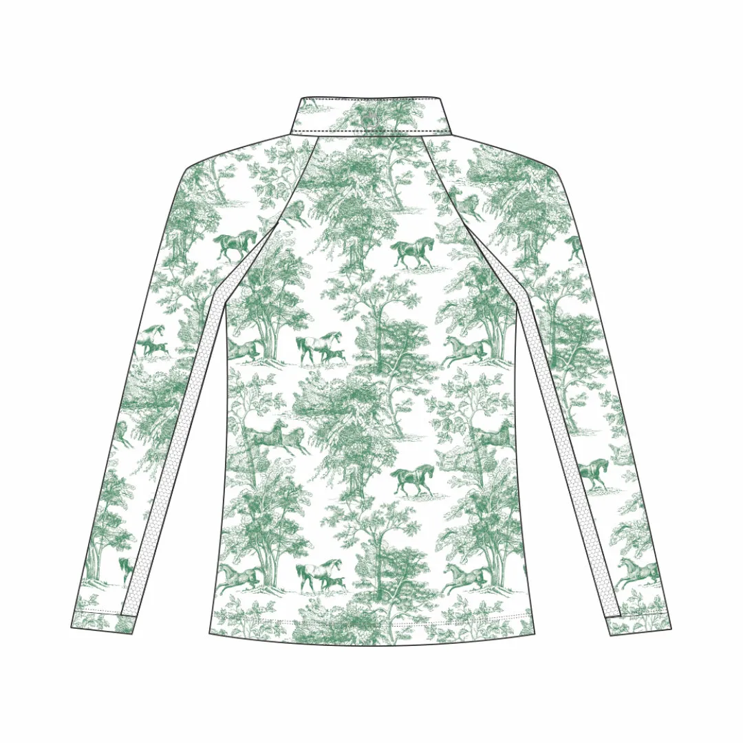 Dapplebay Equestrian Toile rijshirt 1/4 zip groen kids