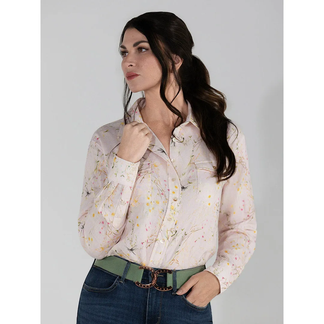 Dapplebay Breezy Button Up Dragonfly Meadow blouse lichtroze katoen
