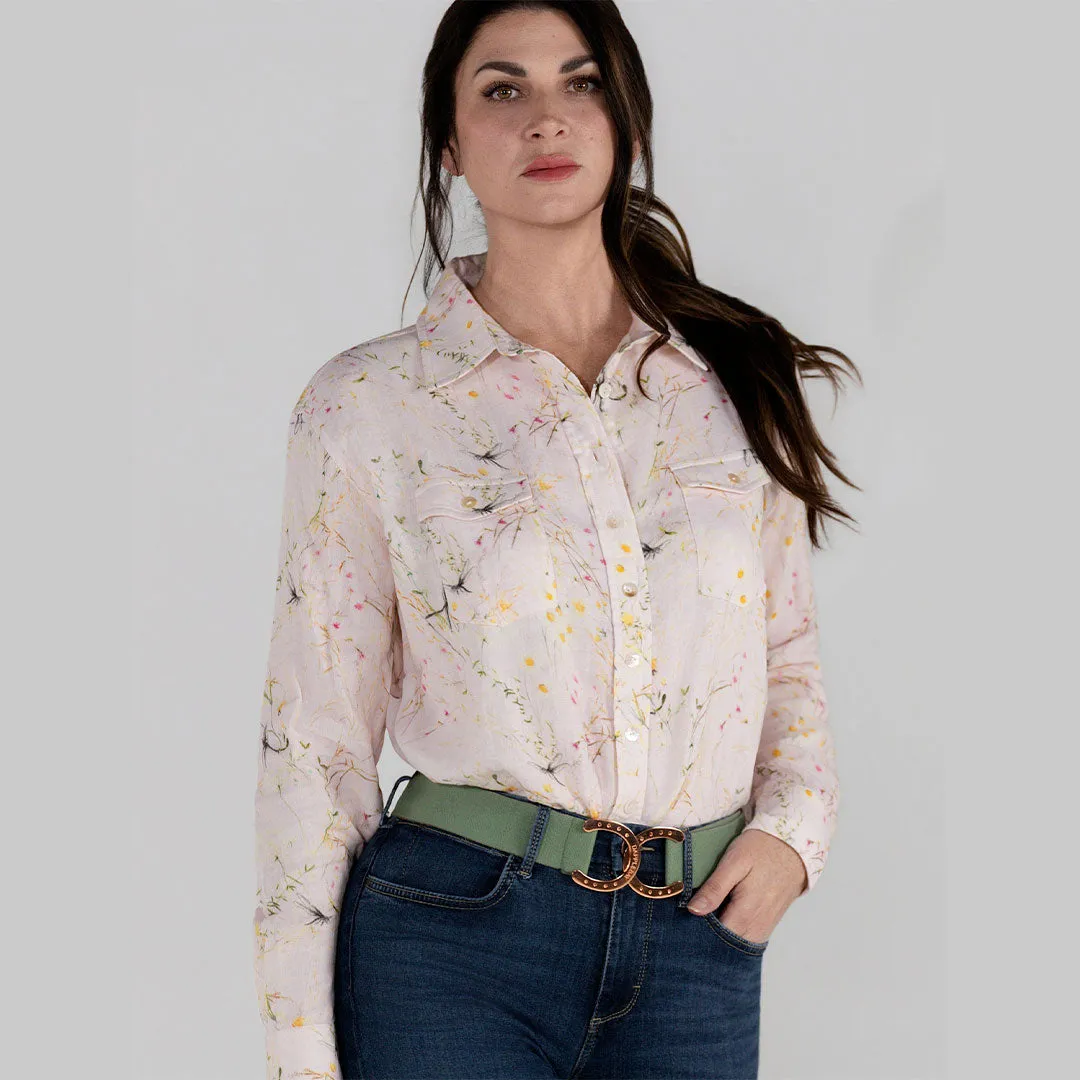 Dapplebay Breezy Button Up Dragonfly Meadow blouse lichtroze katoen