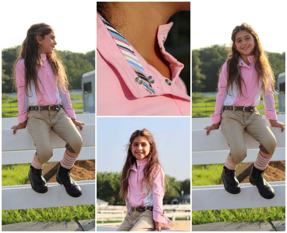 Equine Couture Cara kinder wedstrijdshirt roze stretch