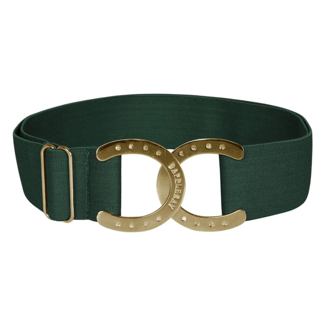 Dapplebay Horse Shoe elastische riem evergreen zilver 24-48 inch