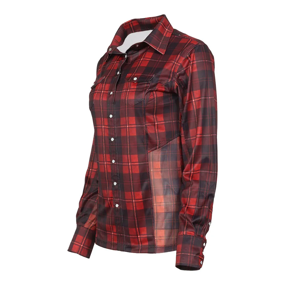 Dapplebay Holiday Plaid westernblouse groen stretch