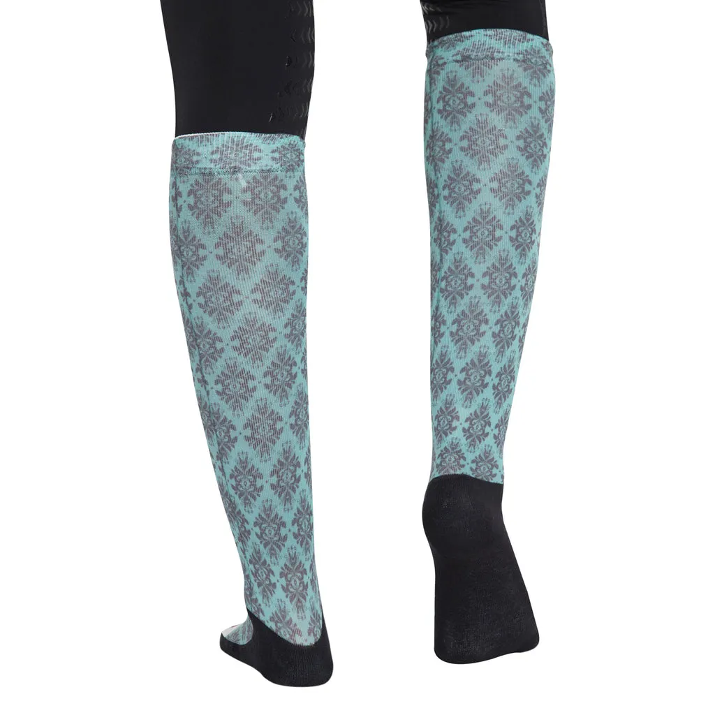 Equine Couture Tara laarssokken aqua-zwart technisch