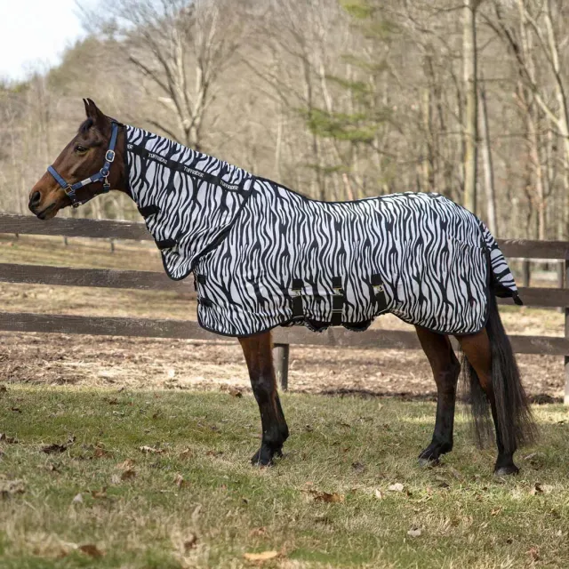 TuffRider Comfy Plus vliegendeken zebra met hals 75