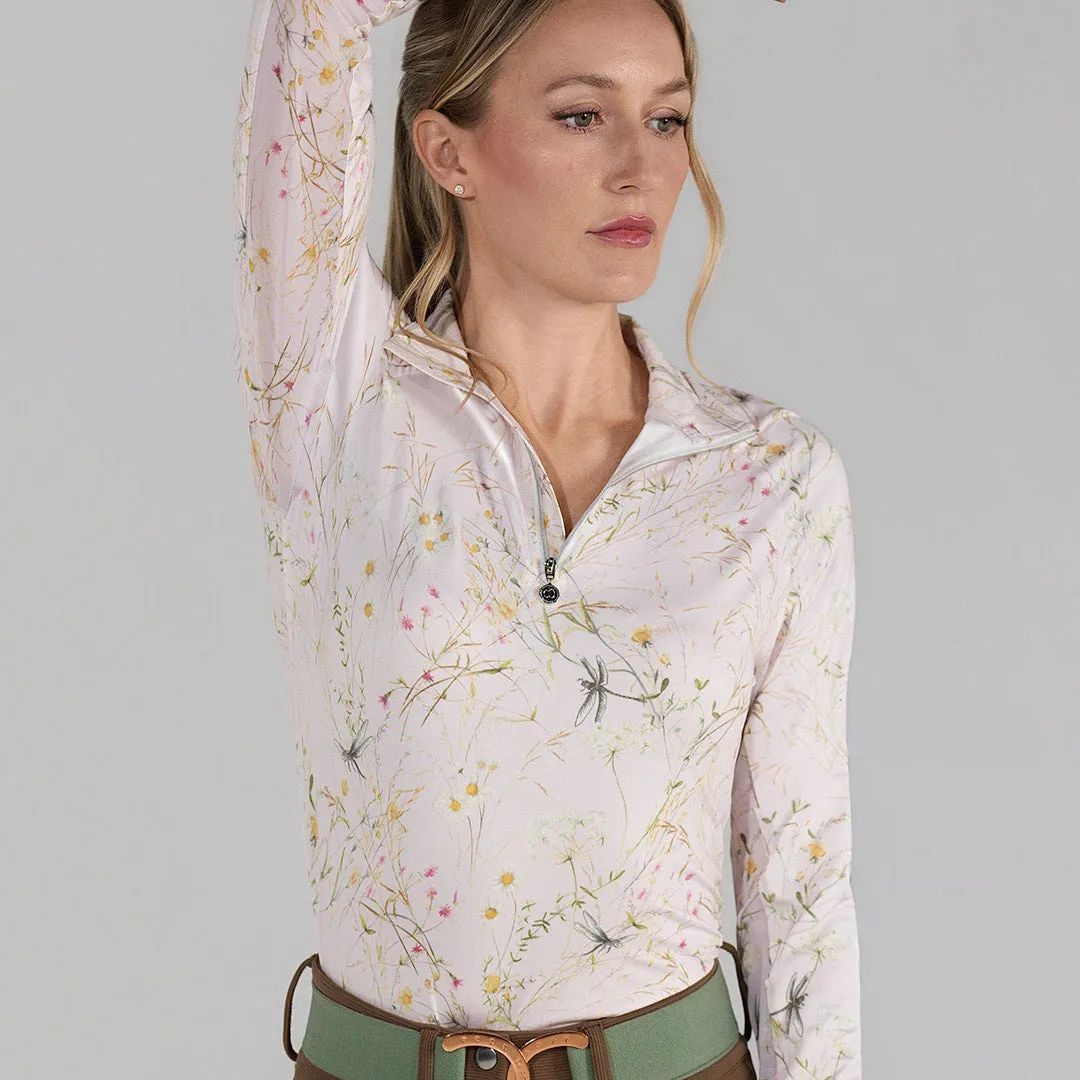 Dapplebay Dragonfly Meadow rijshirt lichtroze 1/4 zip