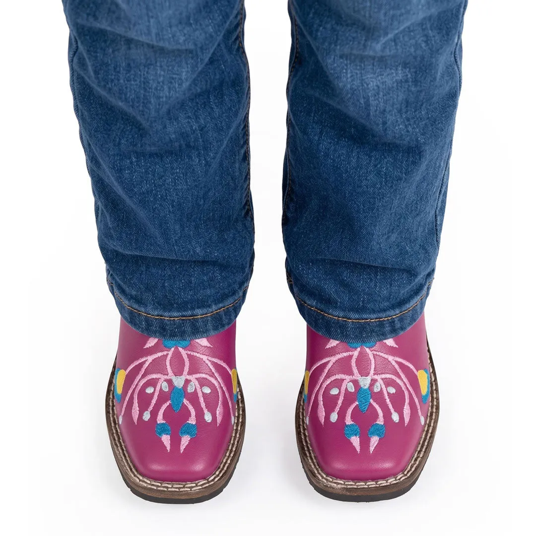 TuffRider Floral Cowgirl kinder westernlaars Hot Pink 12 bloemen