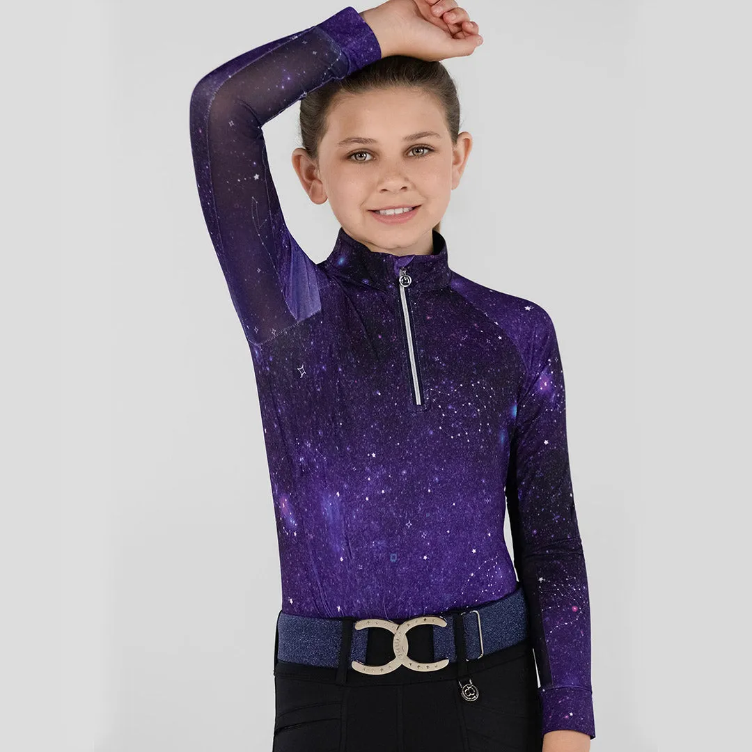 Dapplebay Constellation 1/4 Zip rijshirt kids Navy