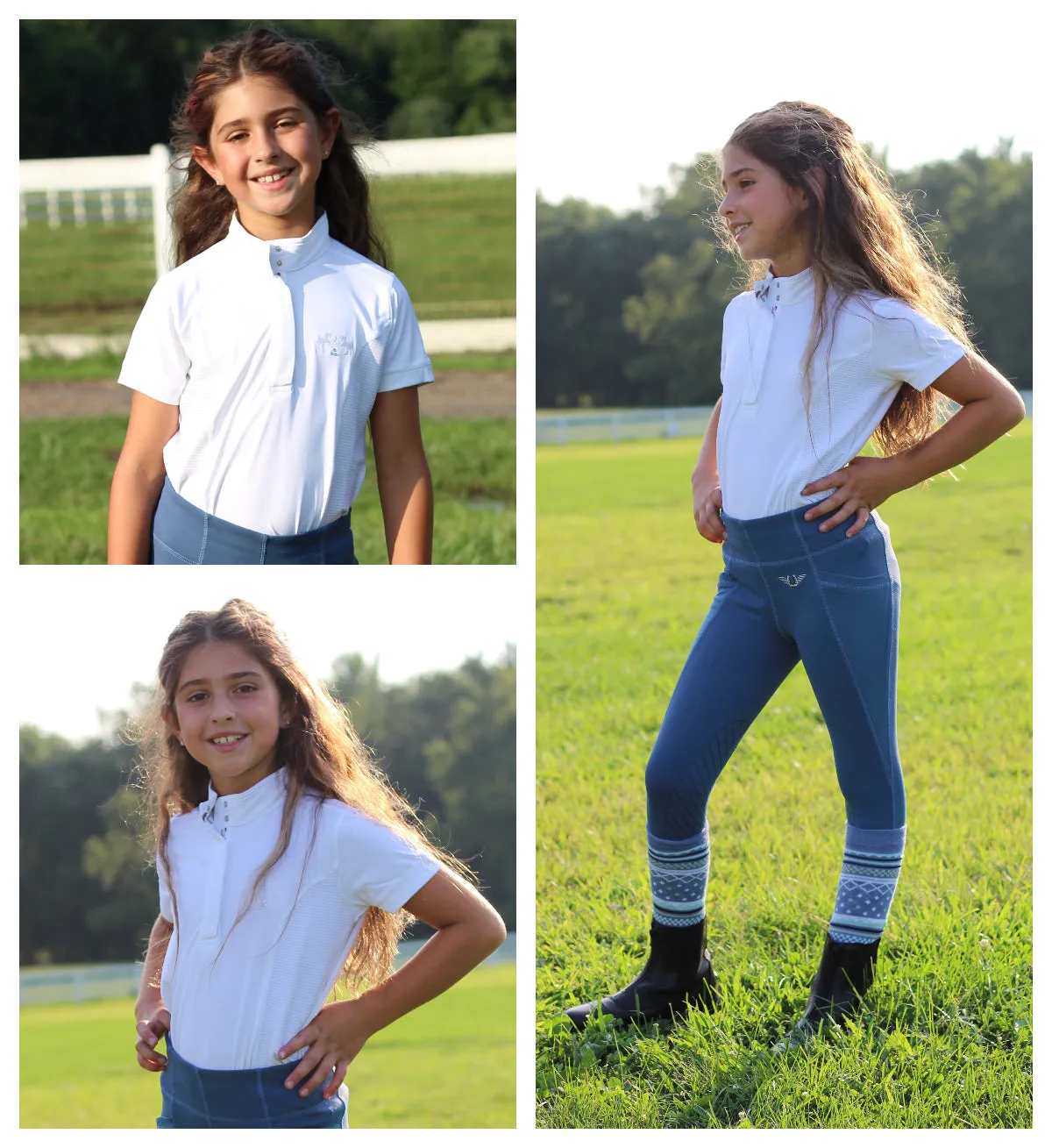 Equine Couture Cara wedstrijdshirt kind roze korte mouw