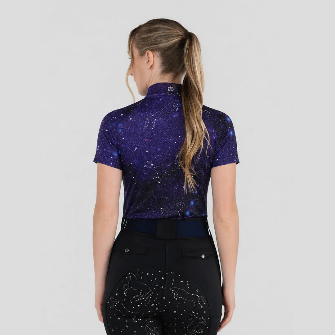 Dapplebay Constellation 1/4 Zip rijshirt korte mouw navy