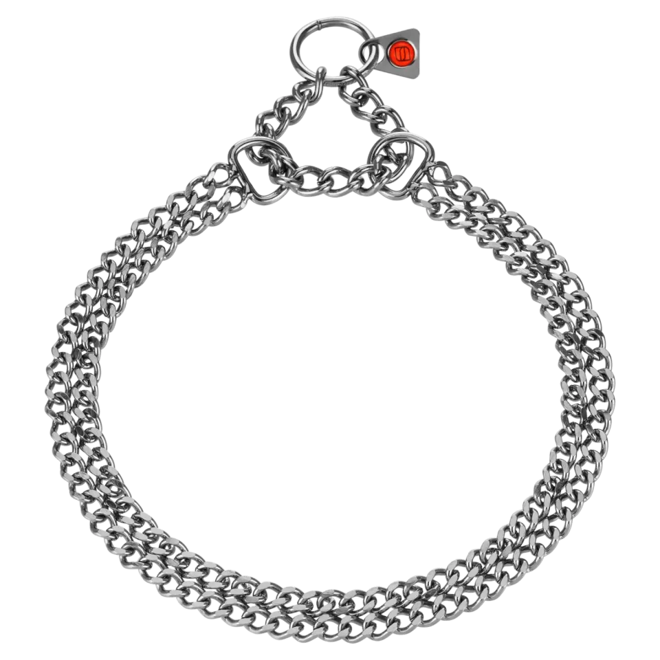Herm Sprenger Halsketting 2-rij 55 cm halsband rvs met stop